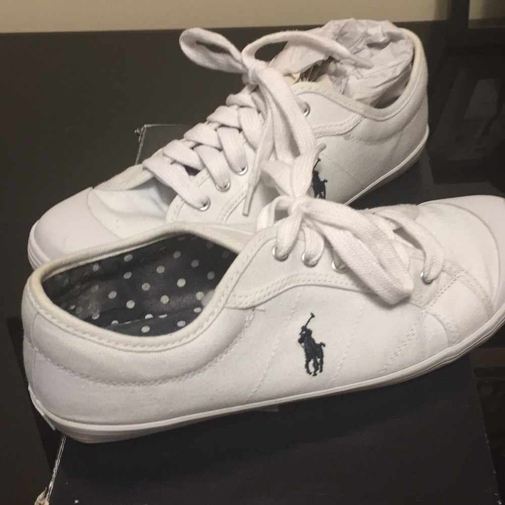 Pair  of white canvas Polo Shoes for Ladies